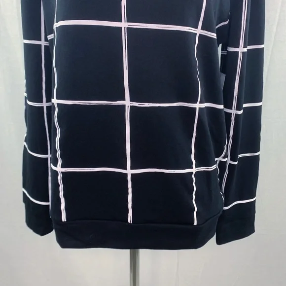 Apt. 9 black windowpane pattern floral detail sweatshirt - Picture 3 of 11